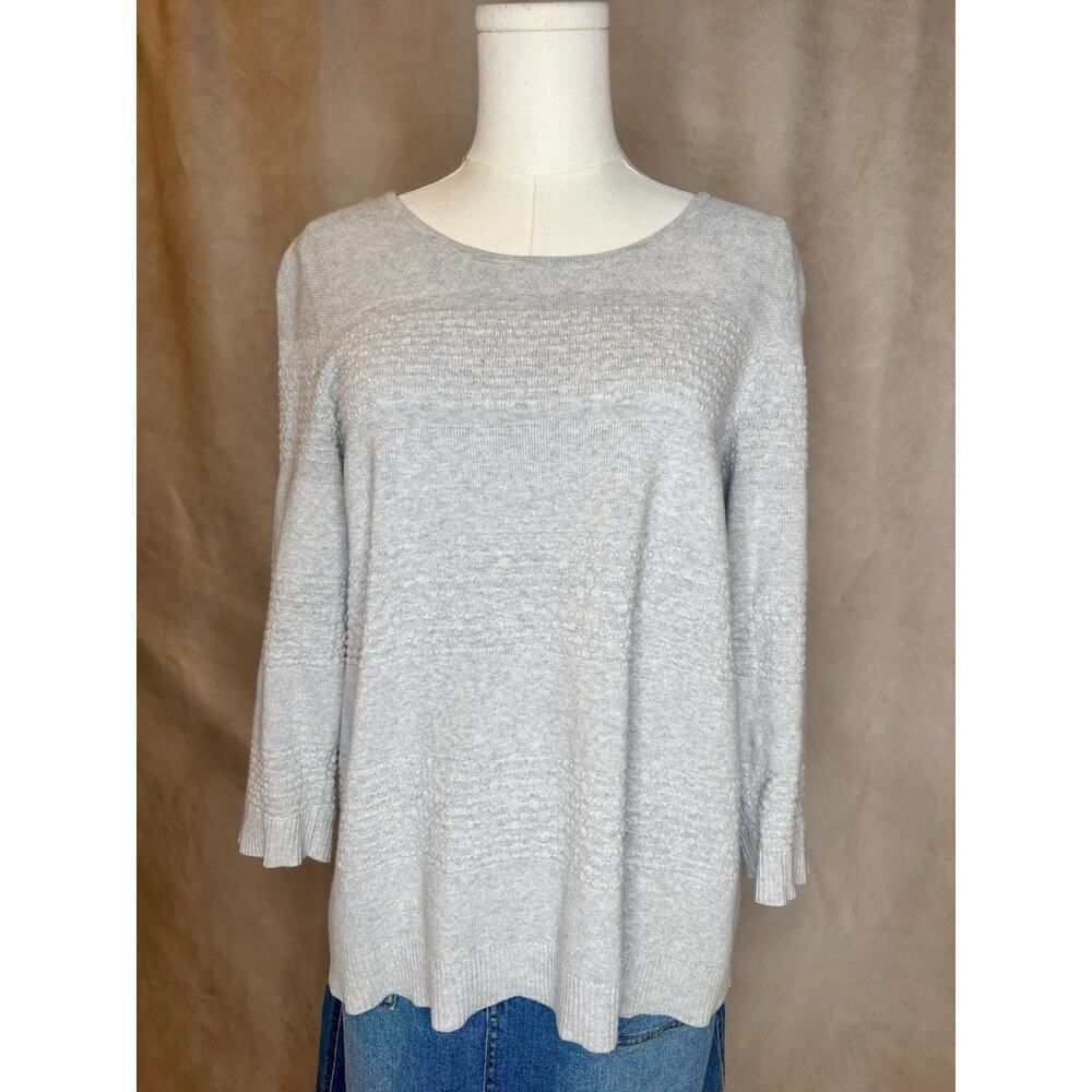 Croft & Barrow Textured Knit Sweater Gray Cotton Rayon Relaxed M